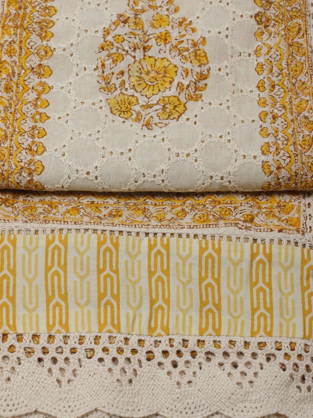 Embroidered Cotton Unstitched Suit With Pant Dupatta