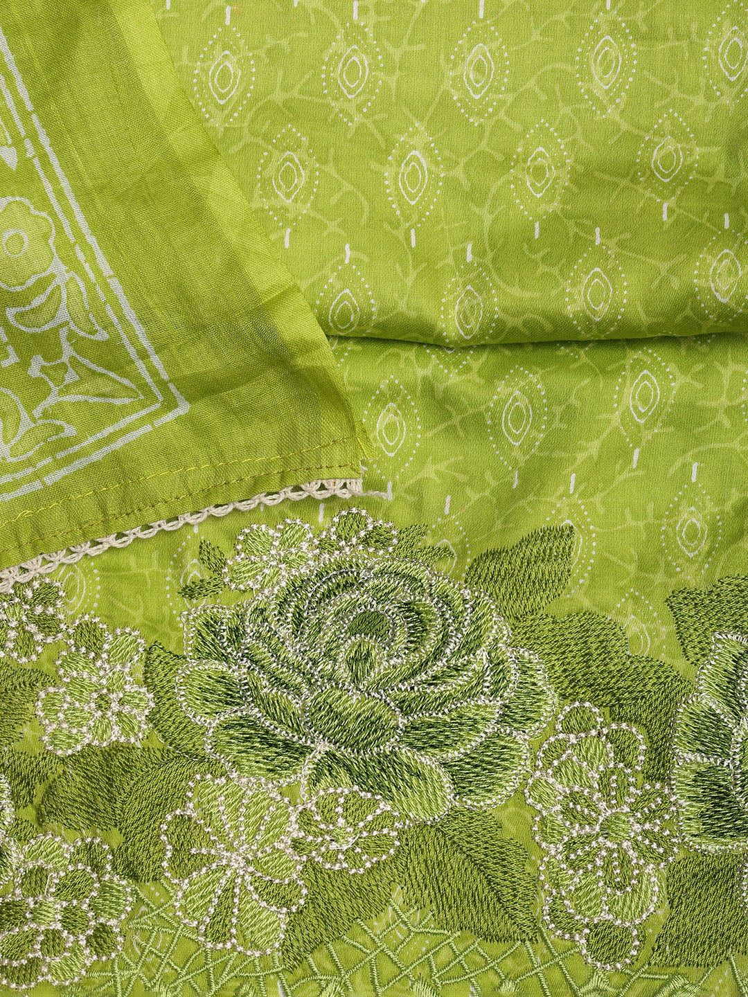 Neck Embroidered Cotton Blend Unstitched Suit With Dupatta