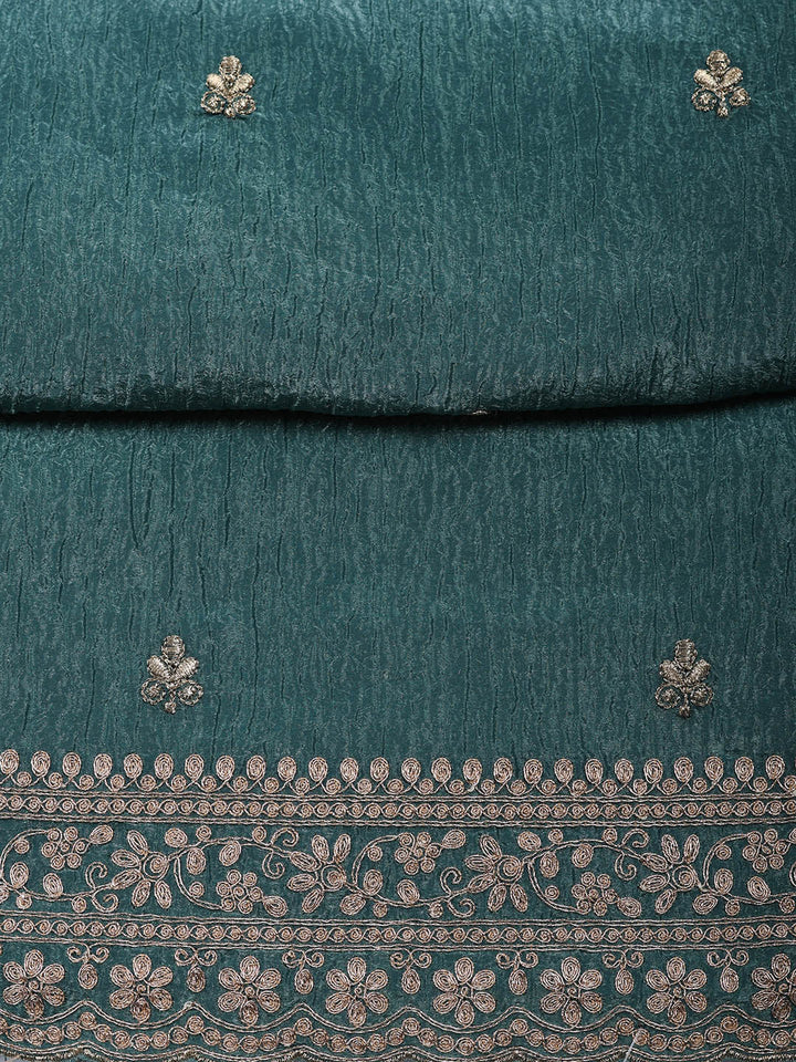 Embroidered Tissue Unstitched Suit With Pant &amp; Dupatta