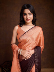 Stone Work Border Chinon Saree