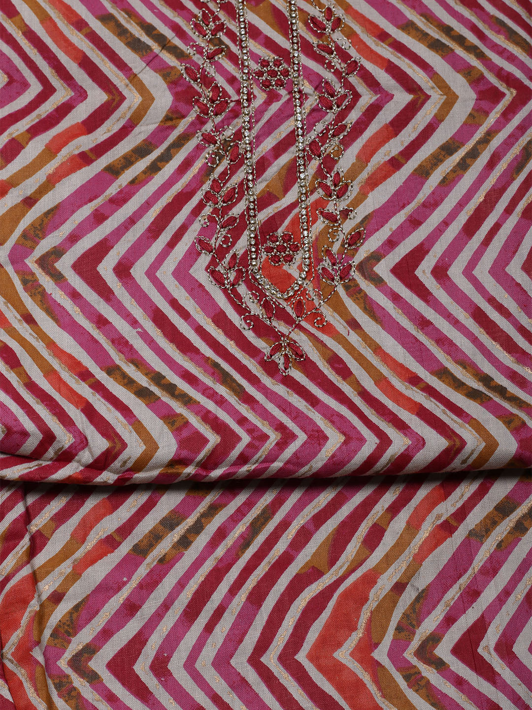 Embroidered Cotton Blend Unstitched Suit With Dupatta