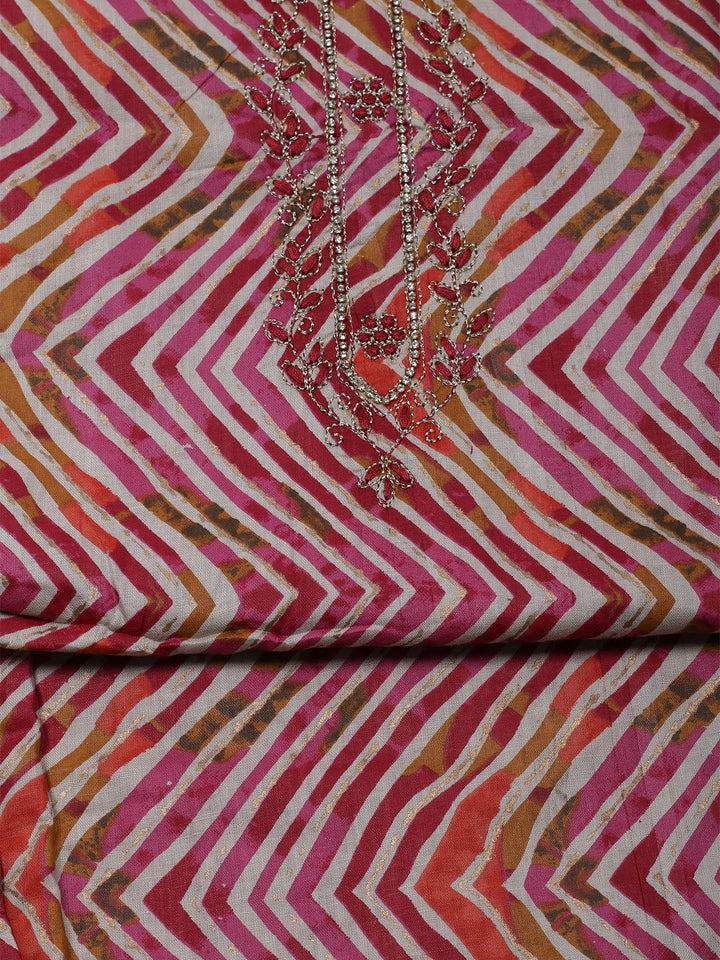 Embroidered Cotton Blend Unstitched Suit With Dupatta