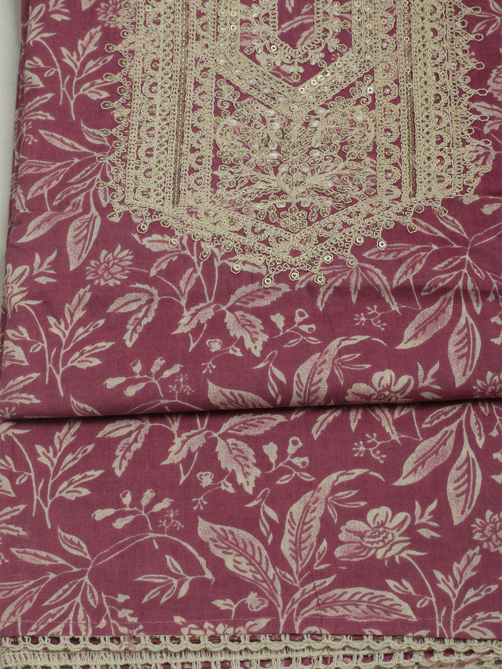 Printed Cotton Unstitched Suits Printed Suit With Pant &amp; Dupatta