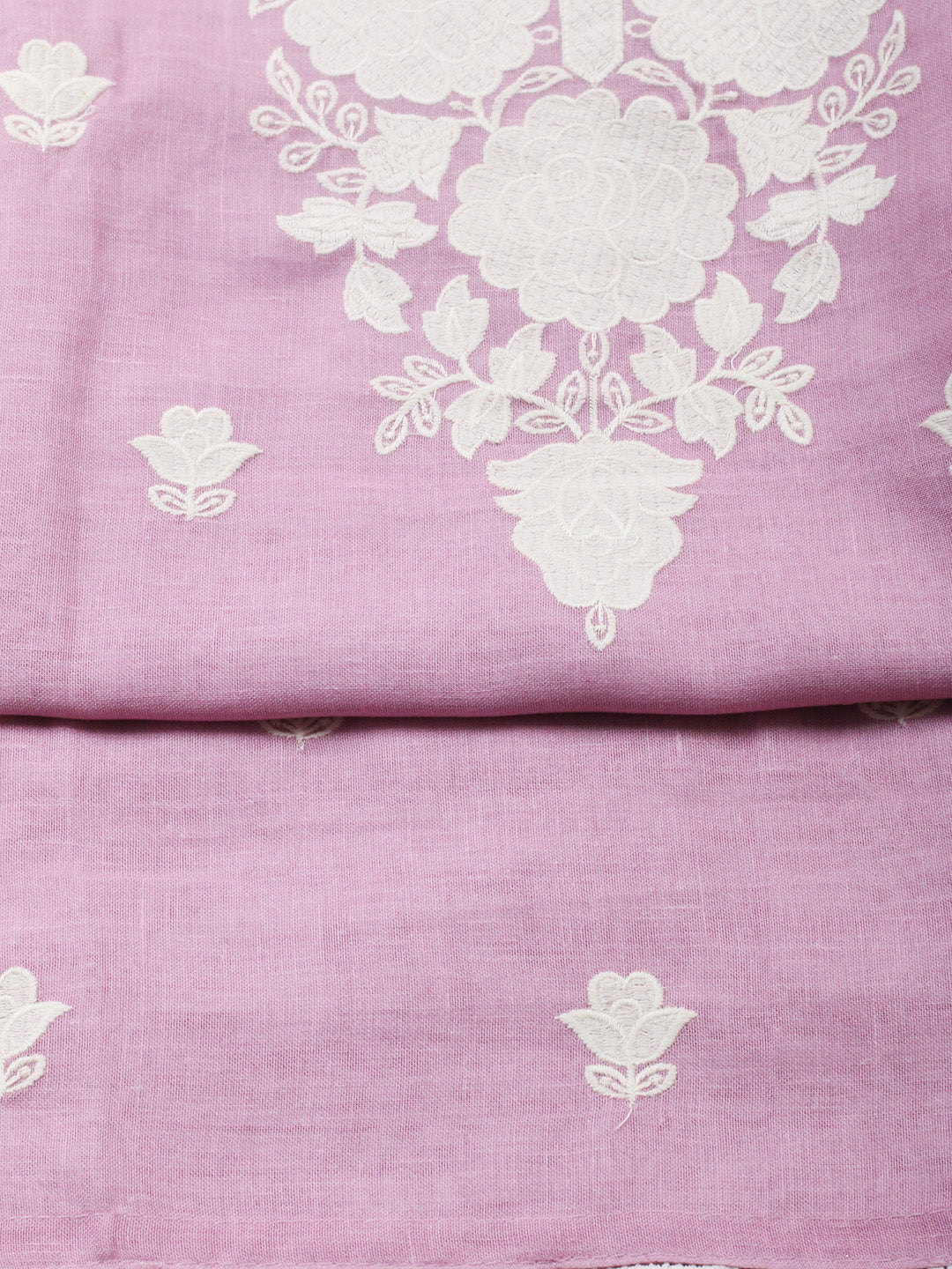 Embroidered Linen Blend Unstitched Suit With Pant &amp; Dupatta