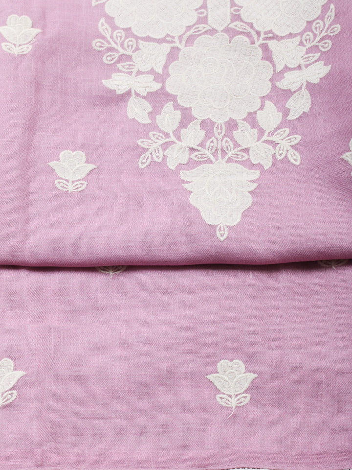Embroidered Linen Blend Unstitched Suit With Pant &amp; Dupatta