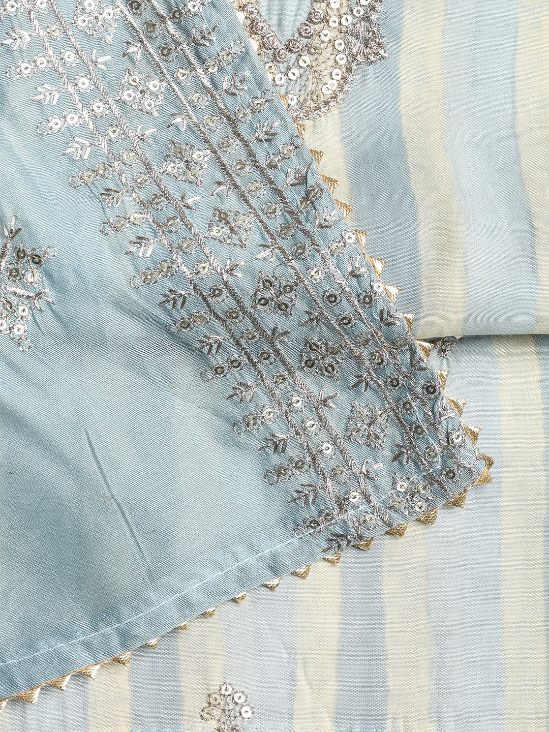 Sequence Work Chanderi Unstitched Suit With Dupatta