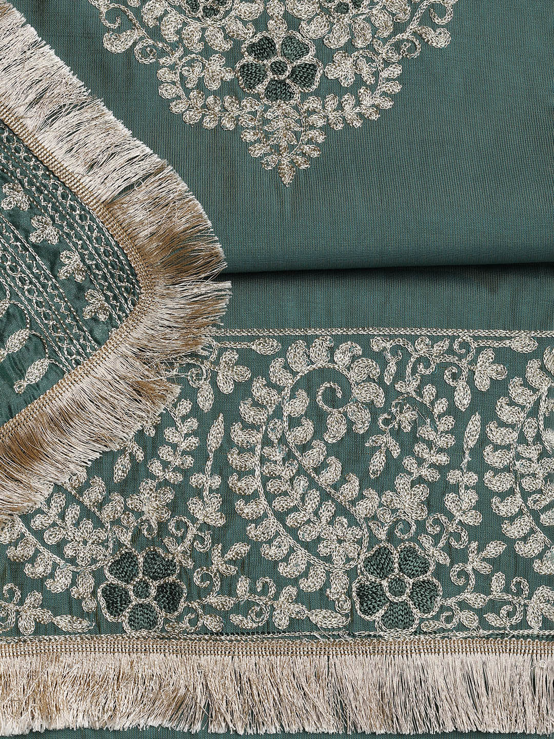 Embroidered Chanderi Unstitched Suit With Dupatta