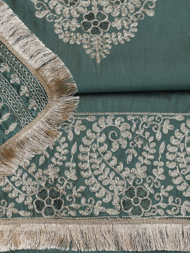 Embroidered Chanderi Unstitched Suit With Dupatta