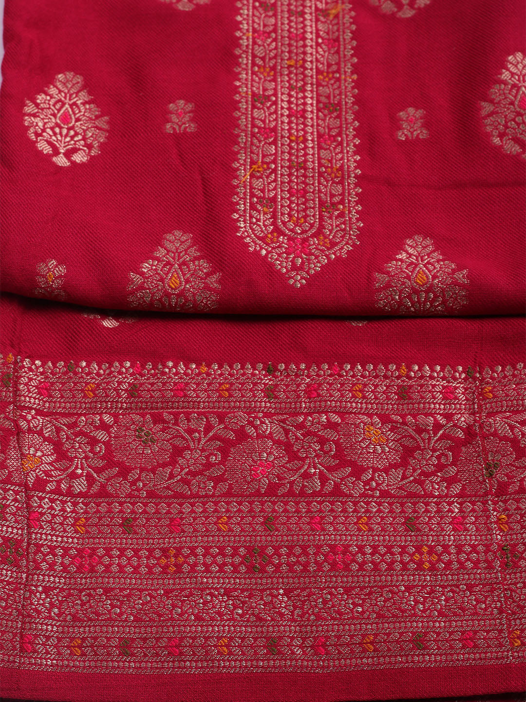 Pashmina Woven Design Unstitched Kurta With Pant &amp; Dupatta