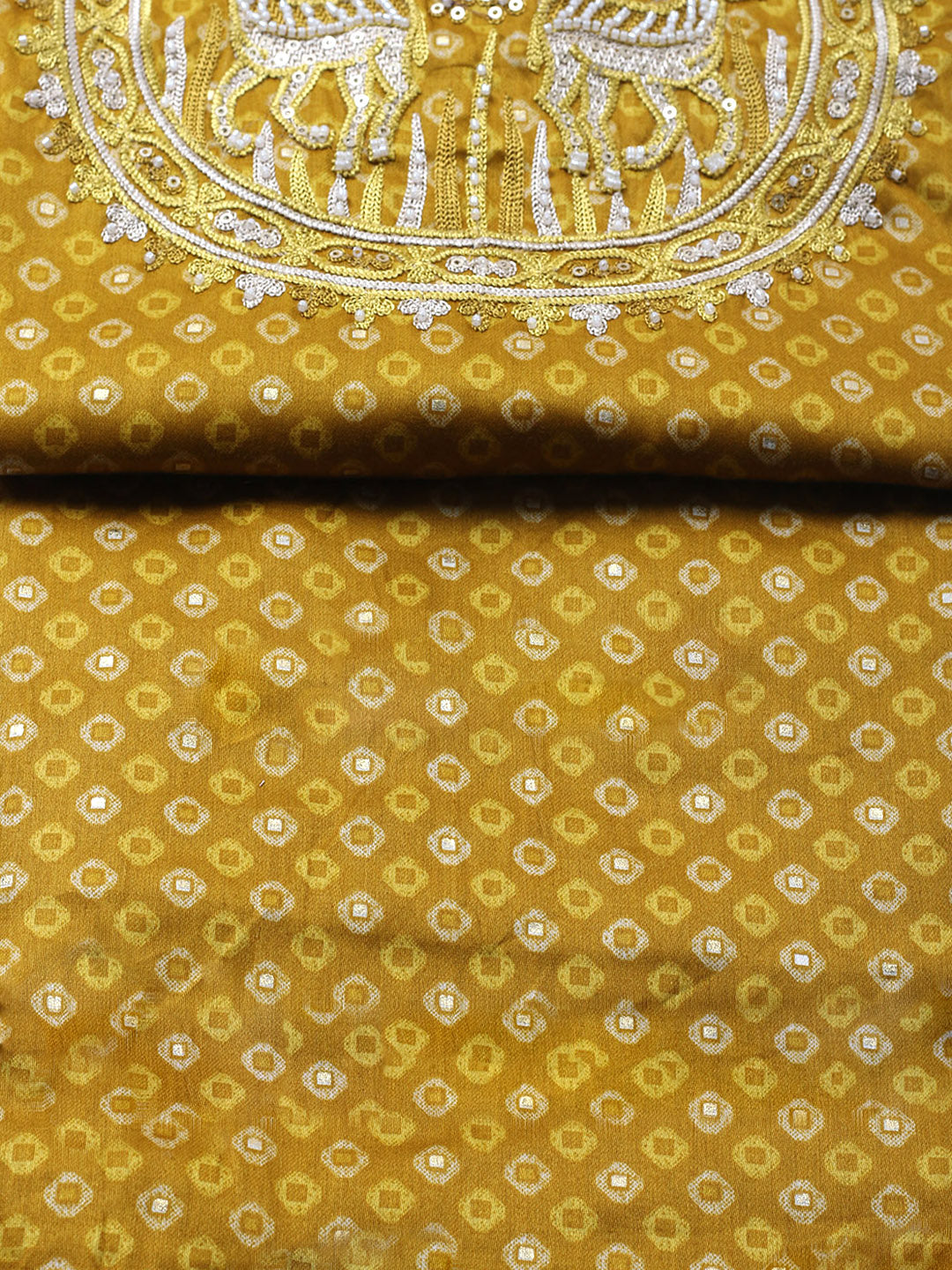 Embroidered Cotton Blend Unstitched Suit With Pant &amp; Dupatta