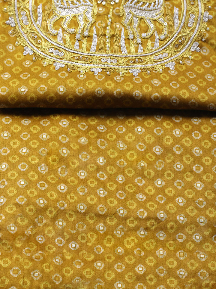 Embroidered Cotton Blend Unstitched Suit With Pant &amp; Dupatta