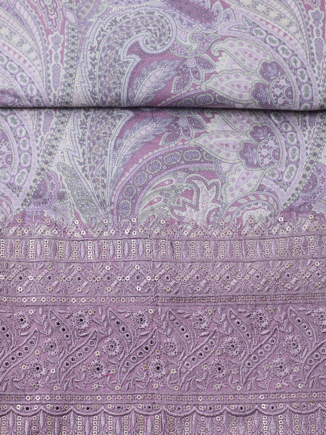 Embroidered Chanderi Unstitched Suit With Pant &amp; Dupatta