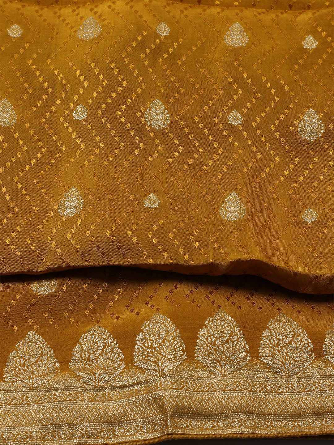 Woven Border Chanderi Unstitched Suit With Dupatta
