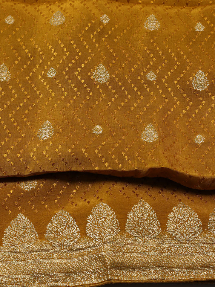 Woven Border Chanderi Unstitched Suit With Dupatta