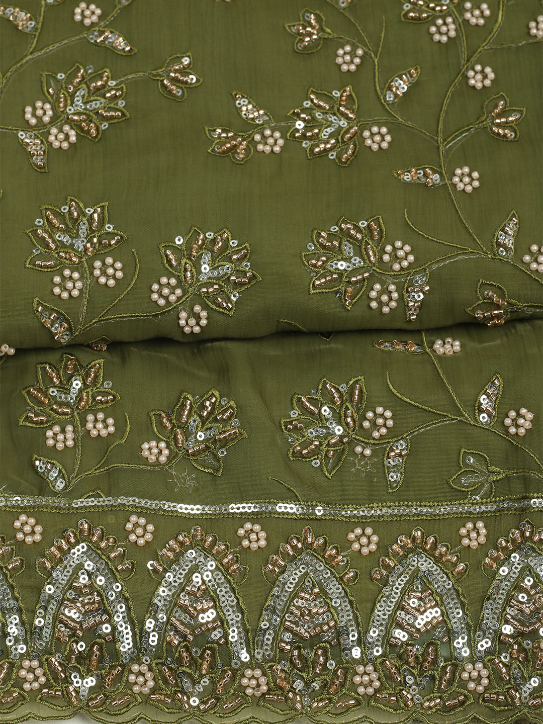 Embroidered Chiffon Unstitched Suit With Dupatta