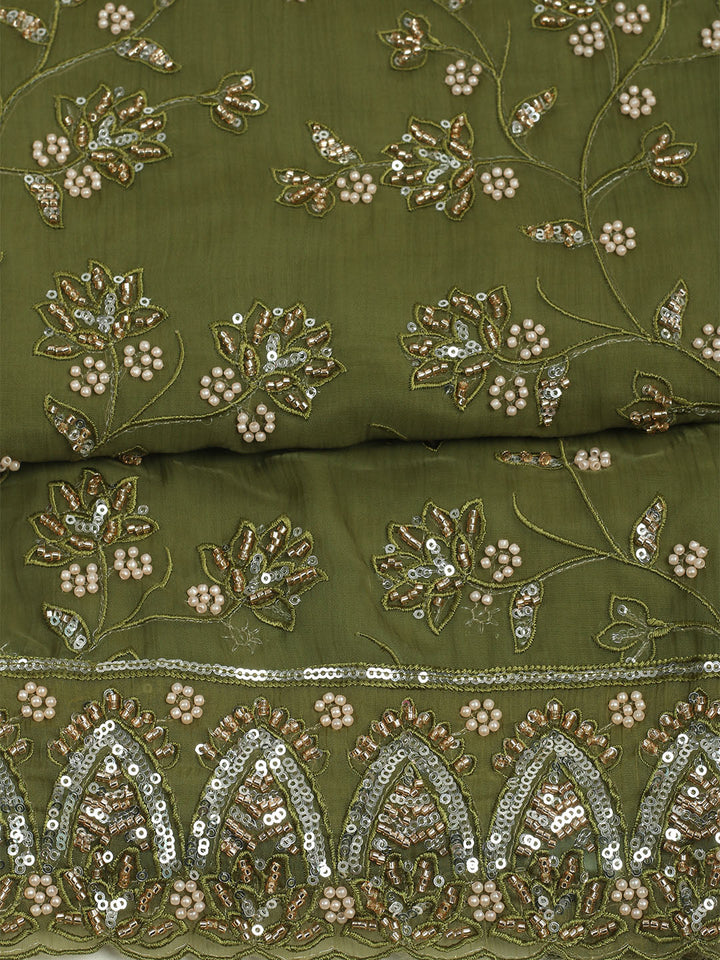 Embroidered Chiffon Unstitched Suit With Dupatta