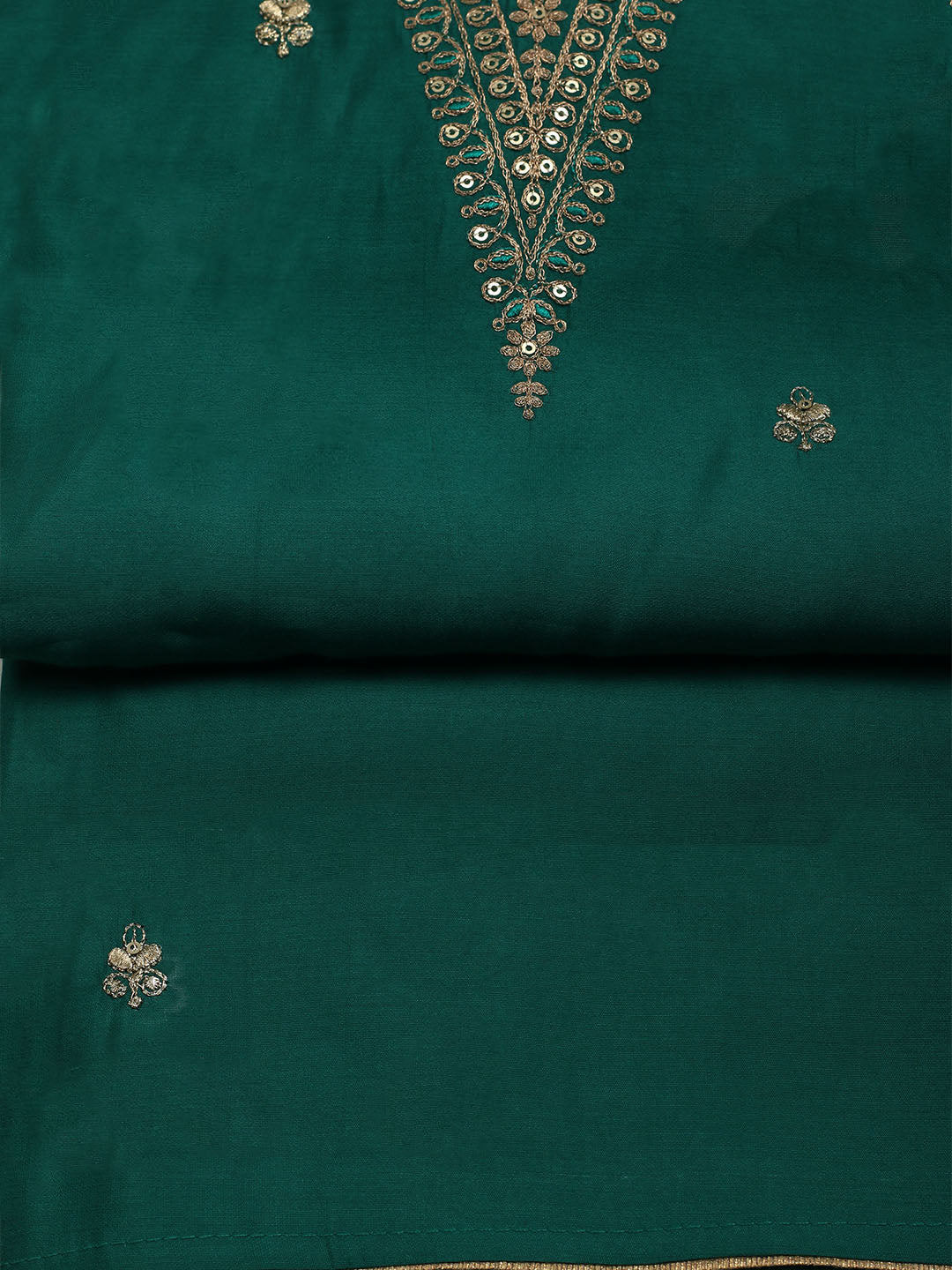 Embroidered Chanderi Unstitched Suit With Dupatta