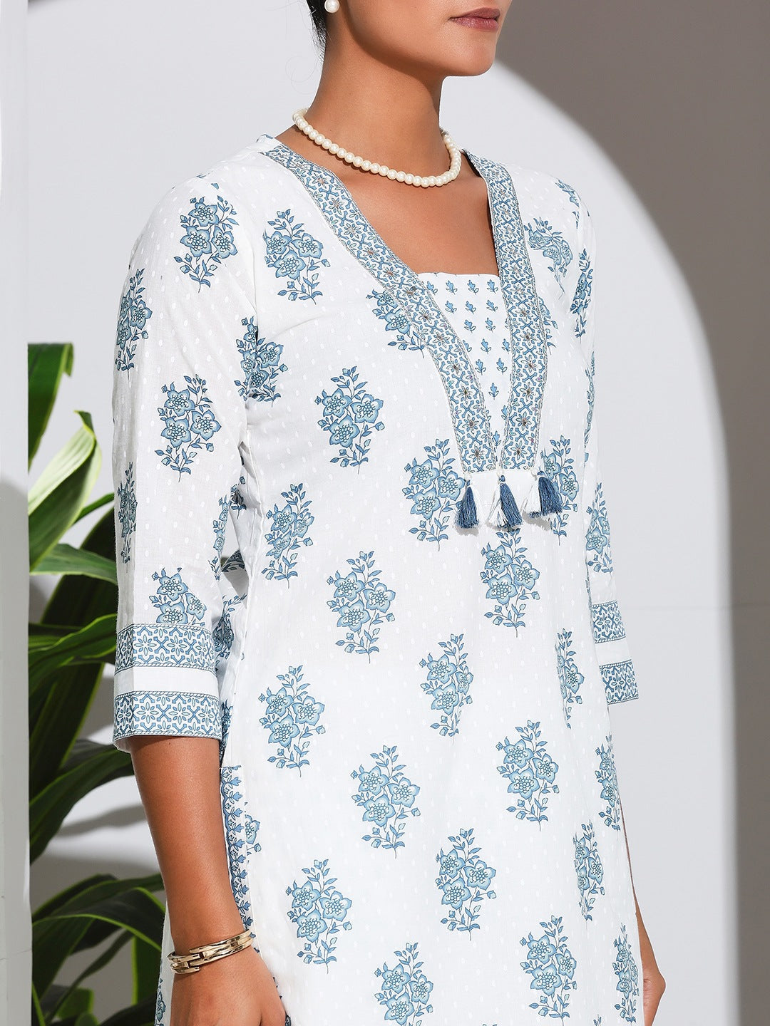Printed Cotton Blend Kurta With Pant &amp; Dupatta