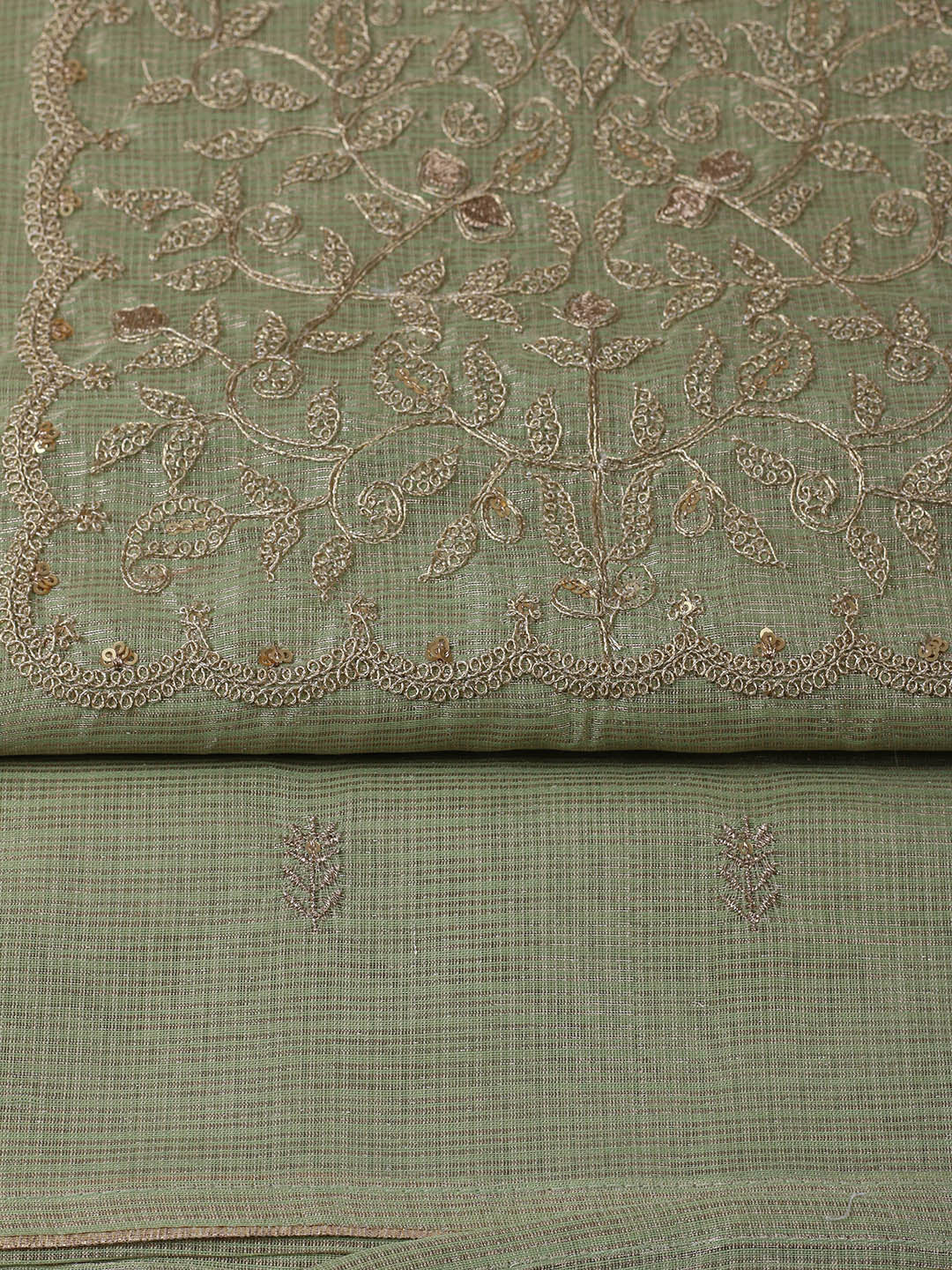 Embroidered Tissue Unstitched Suit With Pant &amp; Dupatta