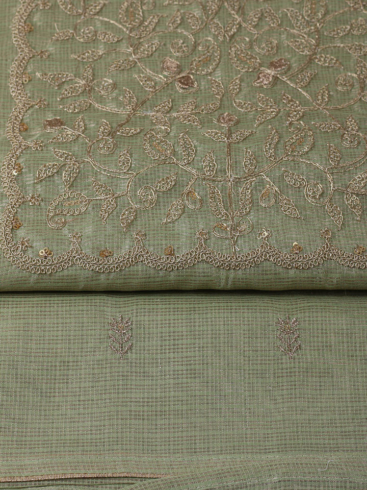 Embroidered Tissue Unstitched Suit With Pant &amp; Dupatta