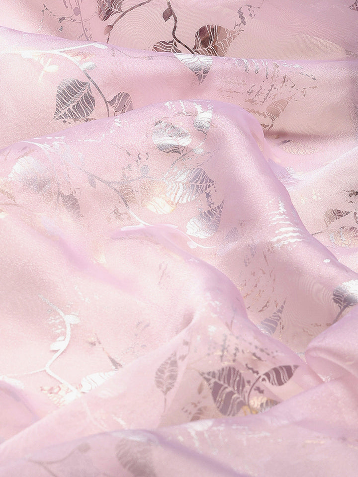 Foil Floral Printed Organza Saree