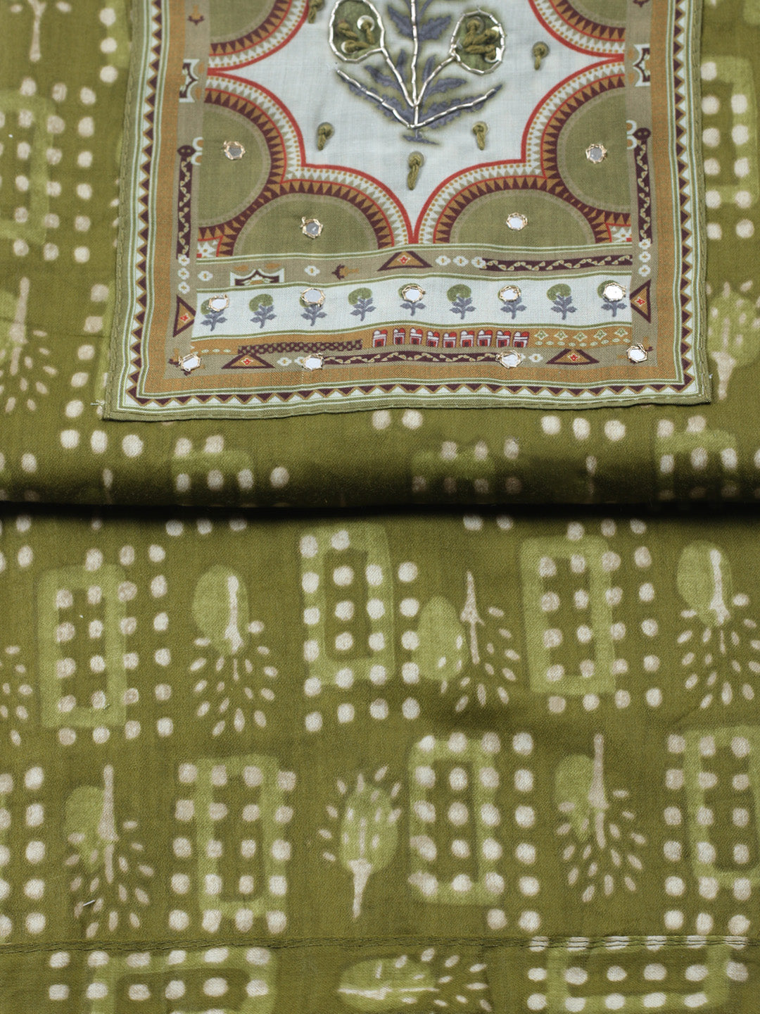 Embroidered Cotton Blend Unstitched Suit With Pant &amp; Dupatta