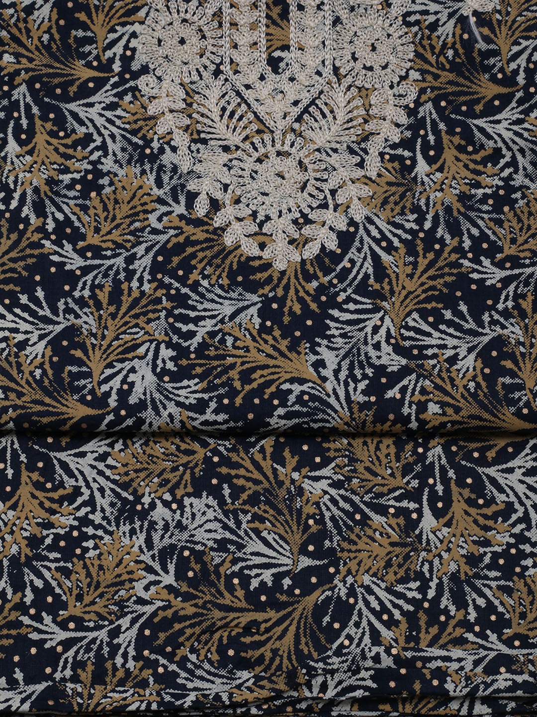 Neck Embroidered Cotton Blend Unstitched Suit With Dupatta