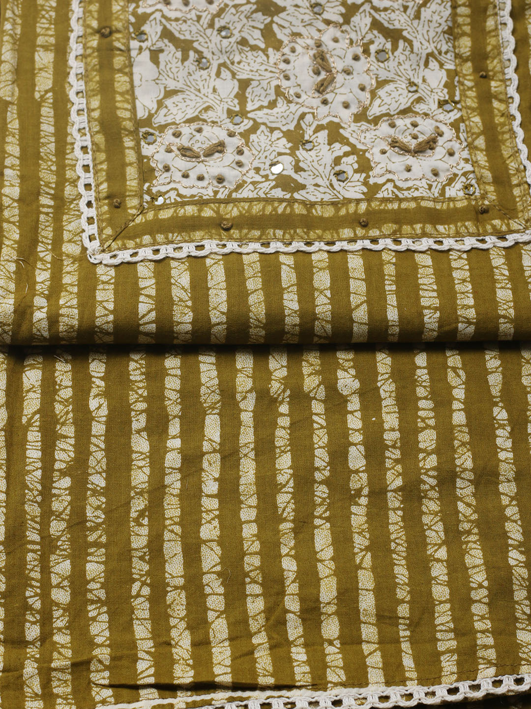 Embroidered Cotton Blend Unstitched Suit With Pant &amp; Dupatta