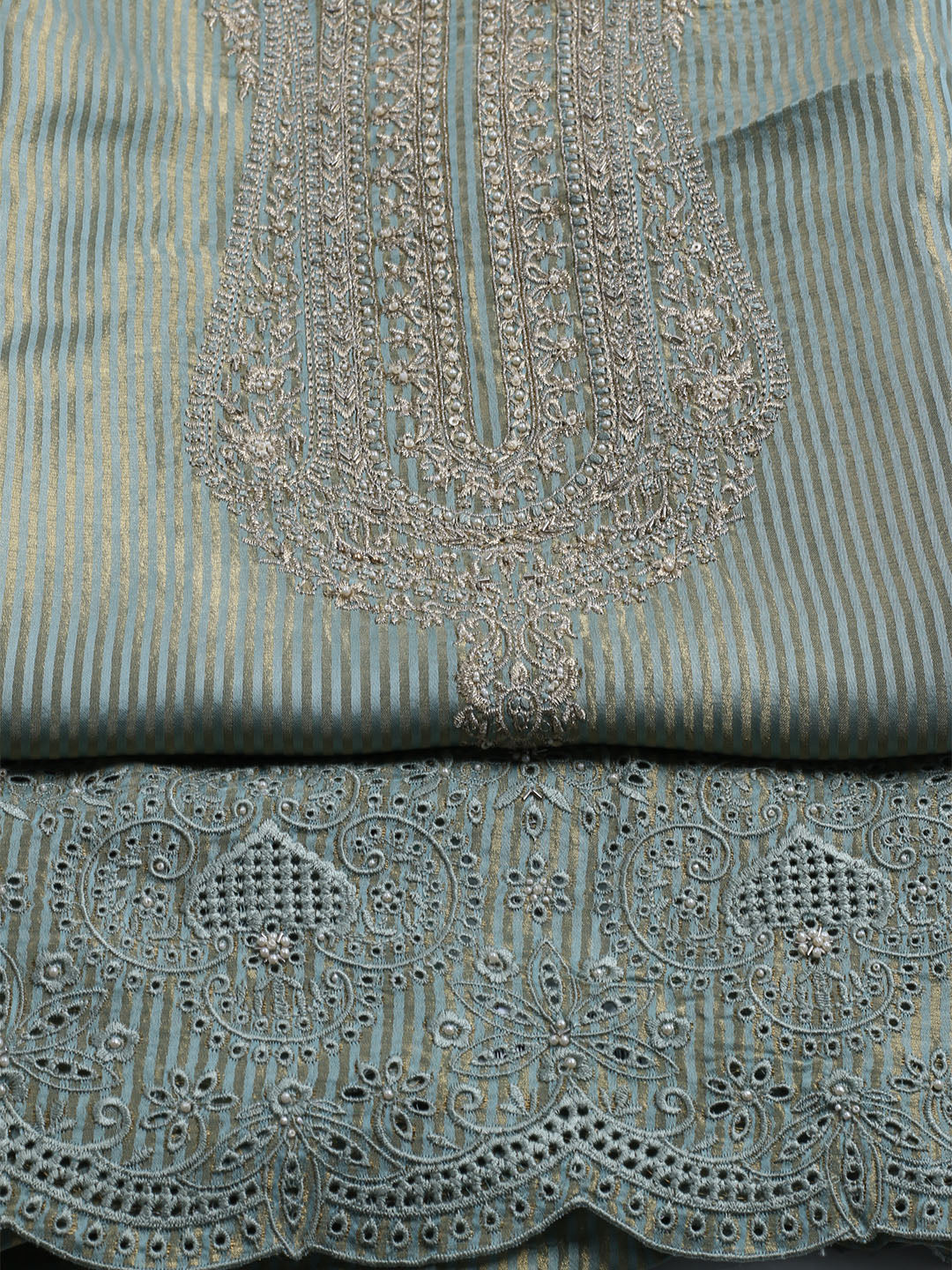 Banarasi Tissue Unstitched Suit With Dupatta