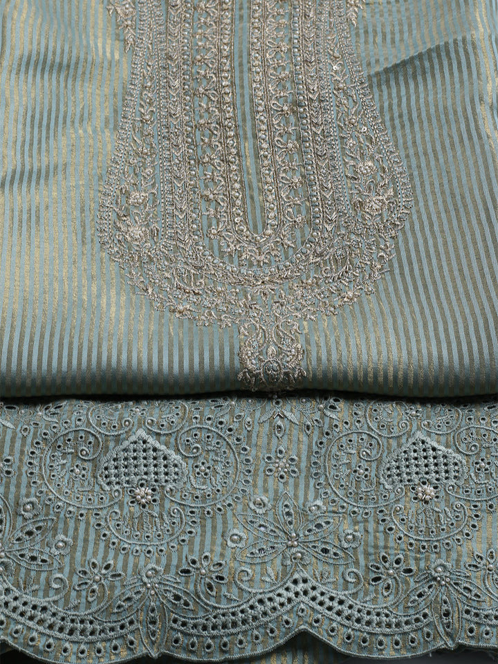 Banarasi Tissue Unstitched Suit With Dupatta
