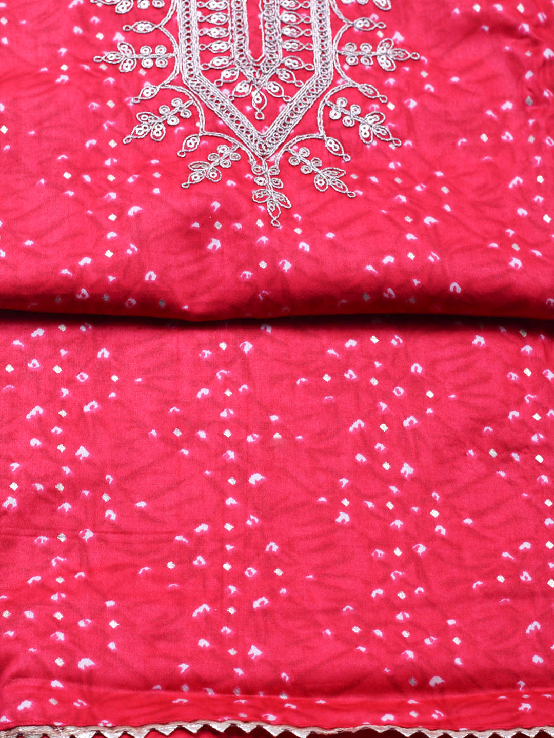 Embroidered Cotton Unstitched Suit With Pant &amp; Dupatta