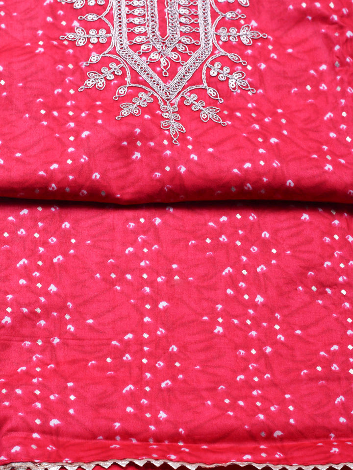 Embroidered Cotton Unstitched Suit With Pant &amp; Dupatta