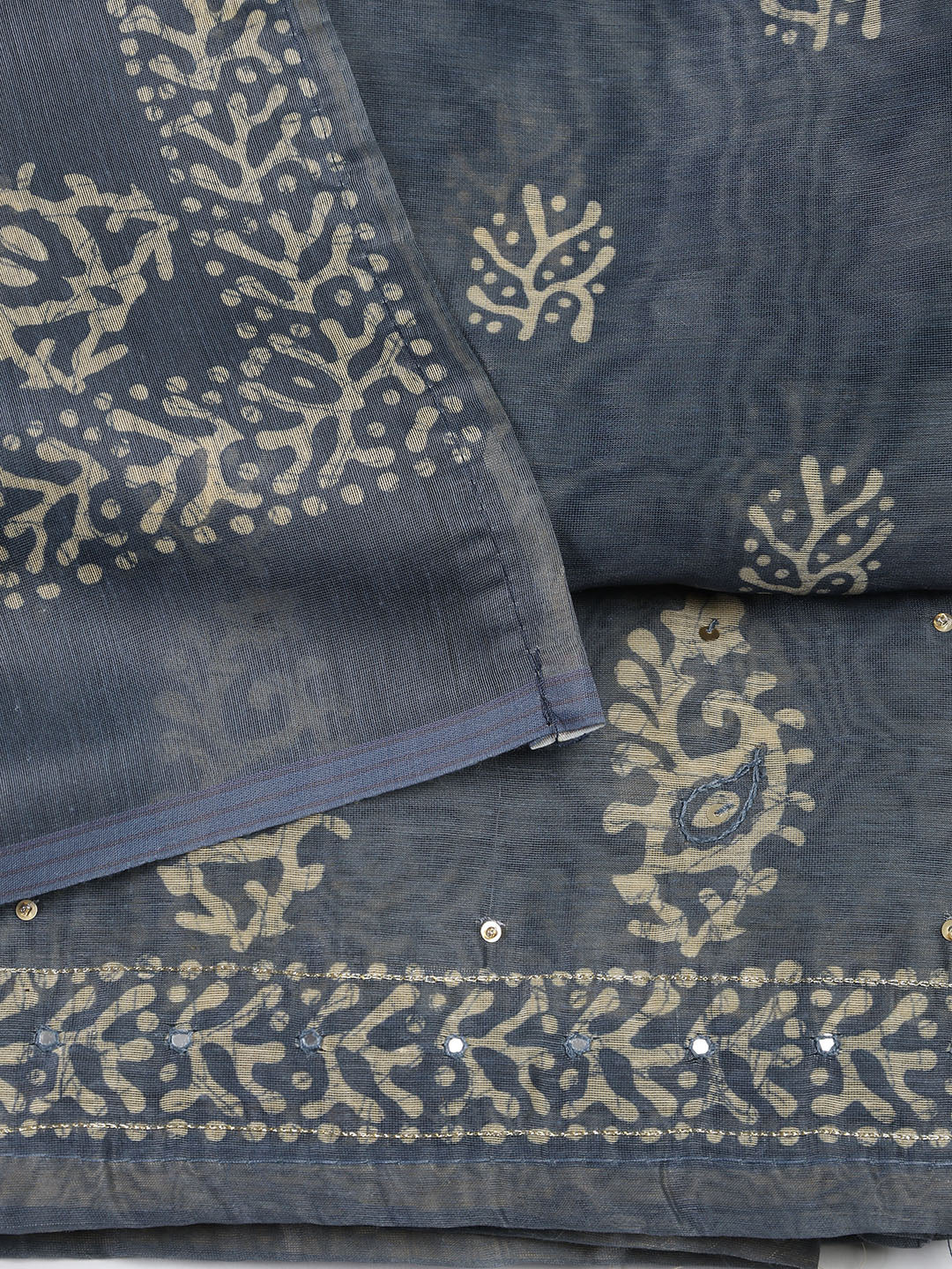 Embroidered Chanderi Unstitched Suit With Dupatta