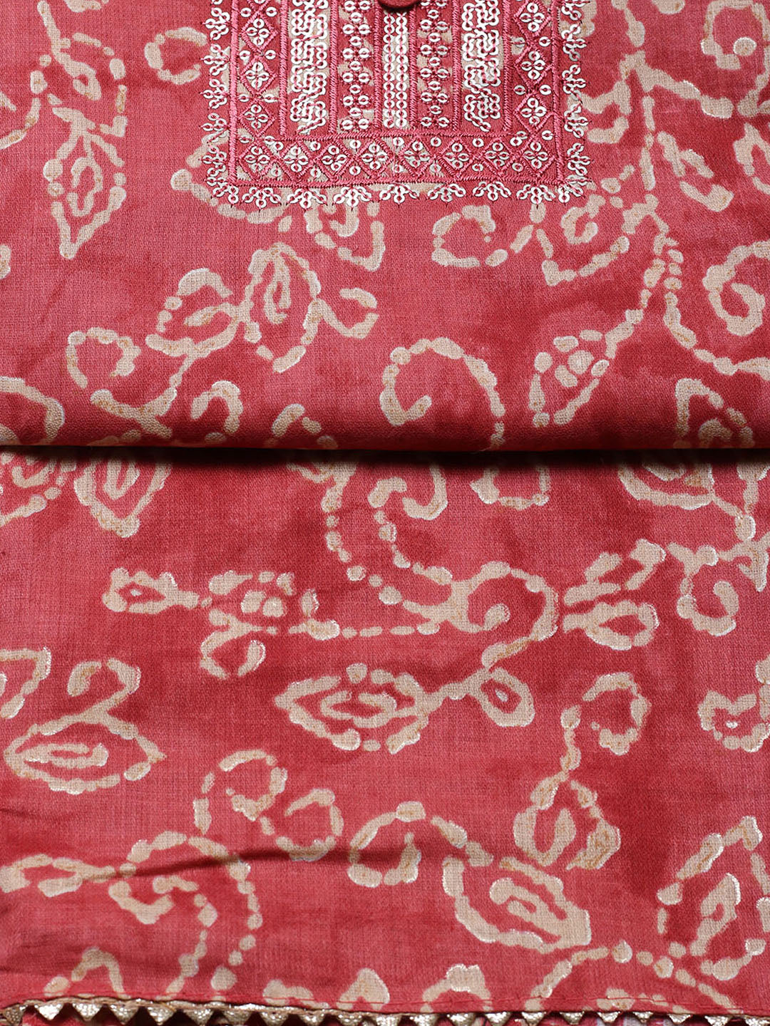 Embroidered Cotton Unstitched Suit With Pant &amp; Dupatta