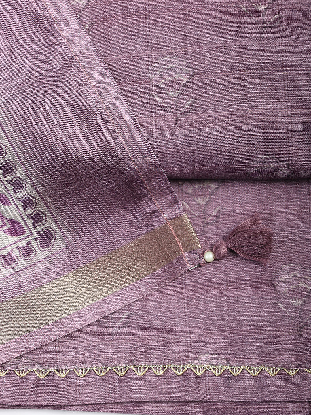 Printed Chanderi Unstitched Suit With Dupatta