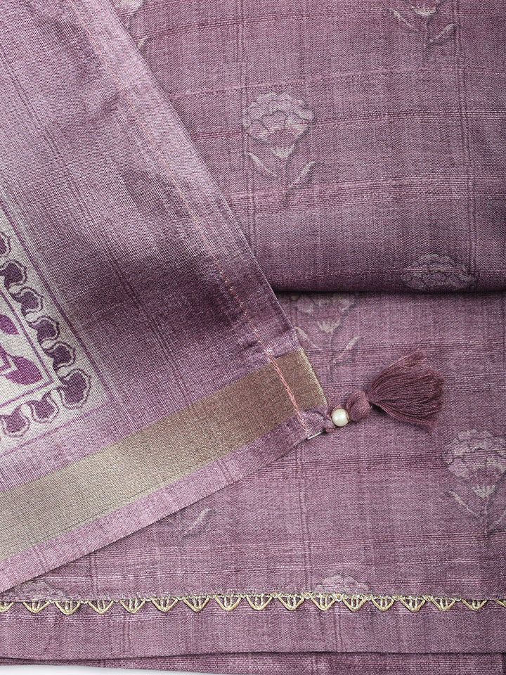 Printed Chanderi Unstitched Suit With Dupatta