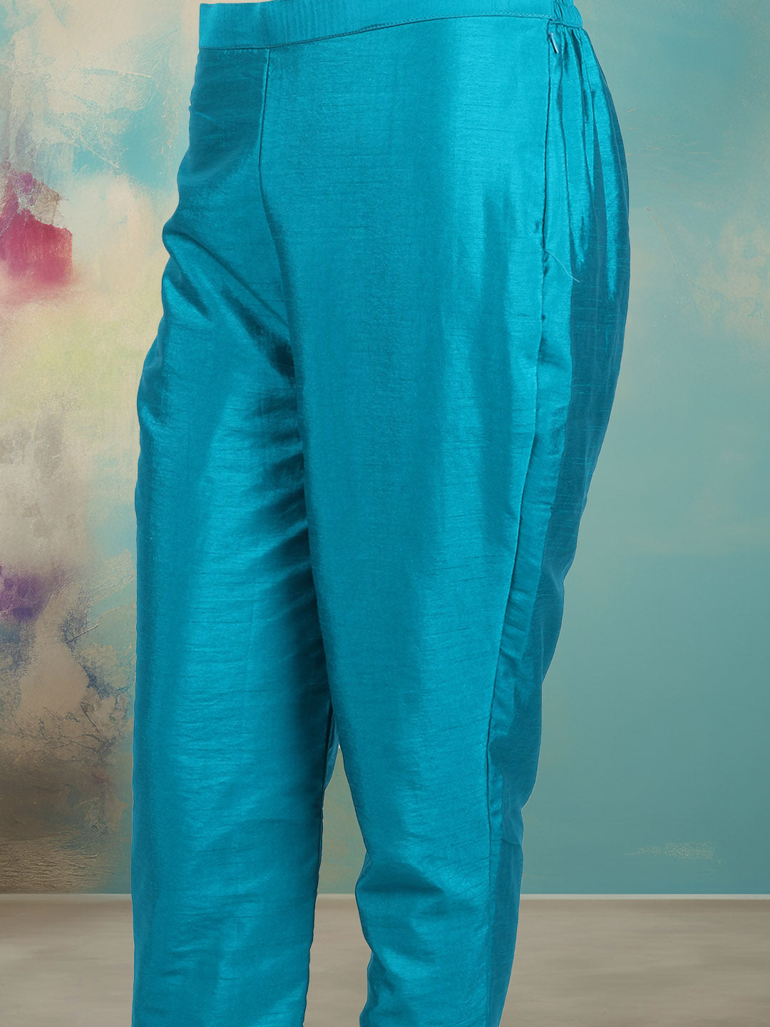 Bandhani Printed Art Silk Kurta With Pants & Dupatta