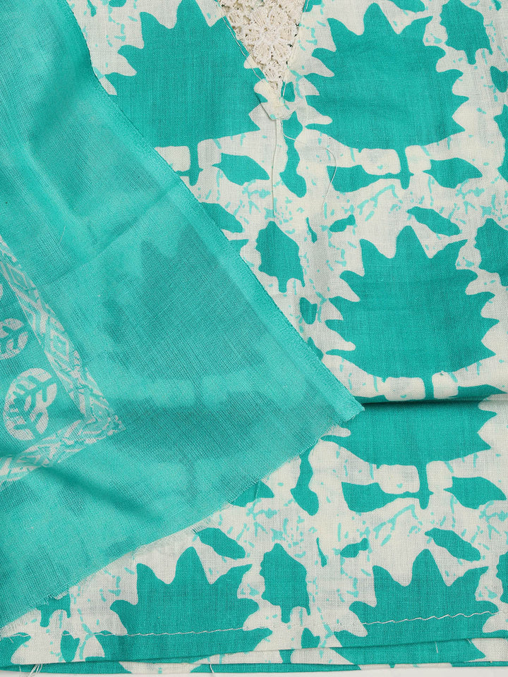Printed Cotton Blend Unstitched Suit With Dupatta