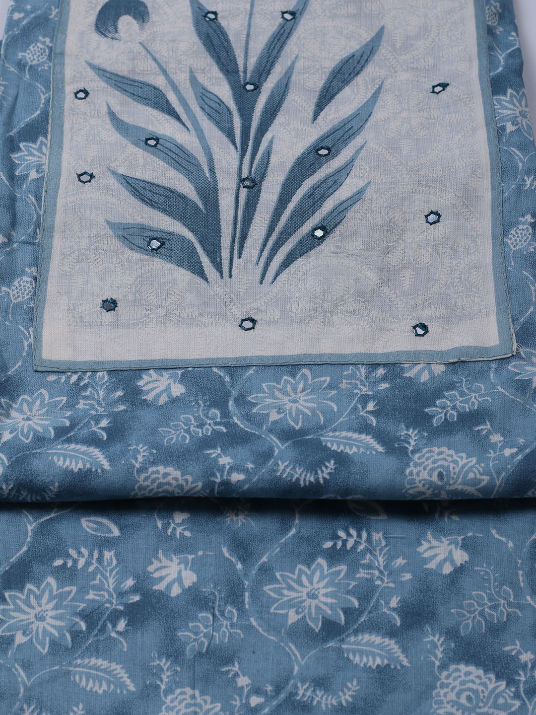 Printed Cotton Blend Unstitched Suit With Dupatta