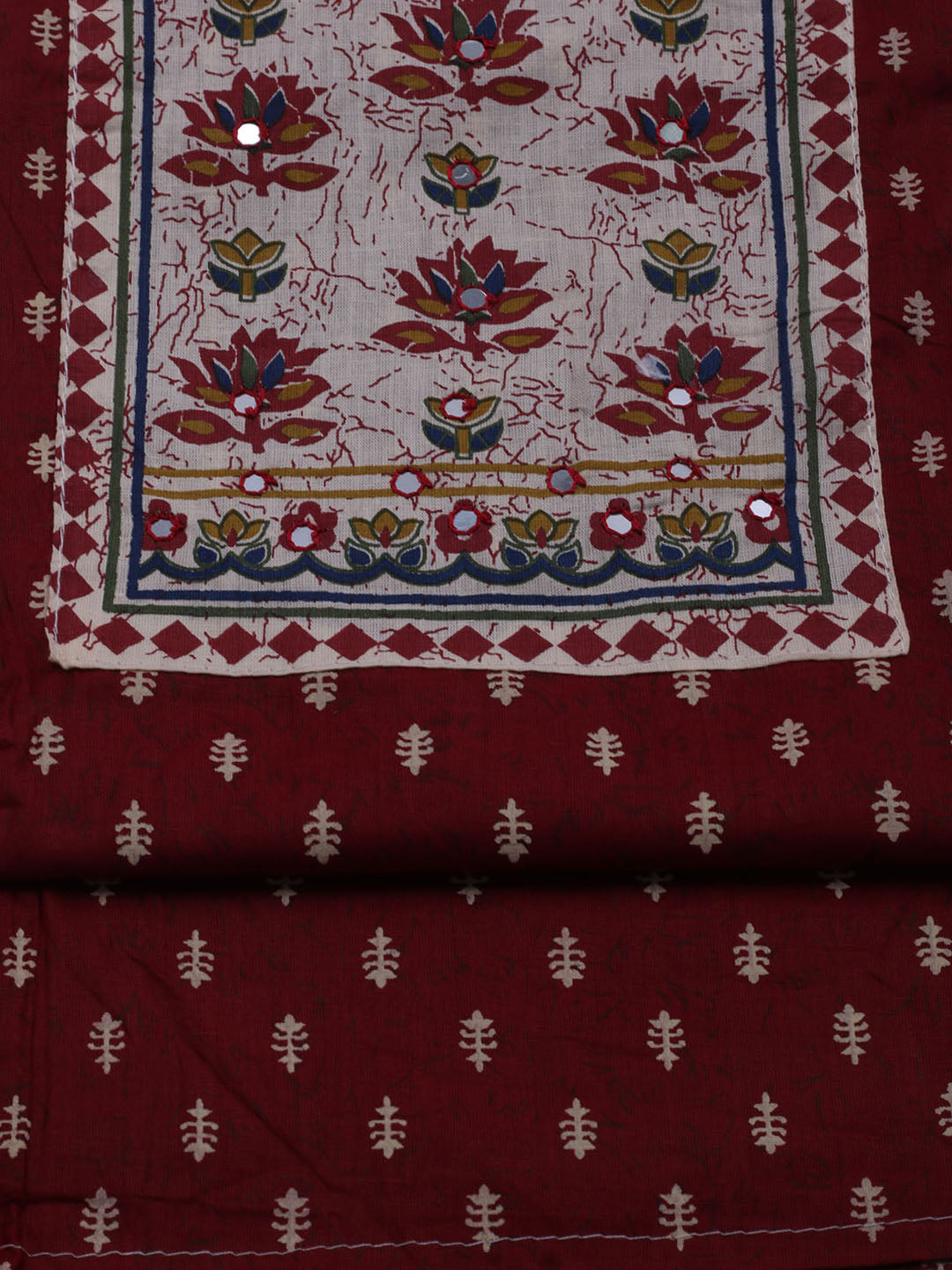 Printed Cotton Blend Unstitched Suit With Dupatta