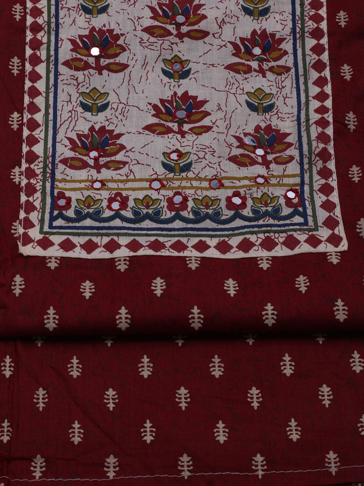 Printed Cotton Blend Unstitched Suit With Dupatta