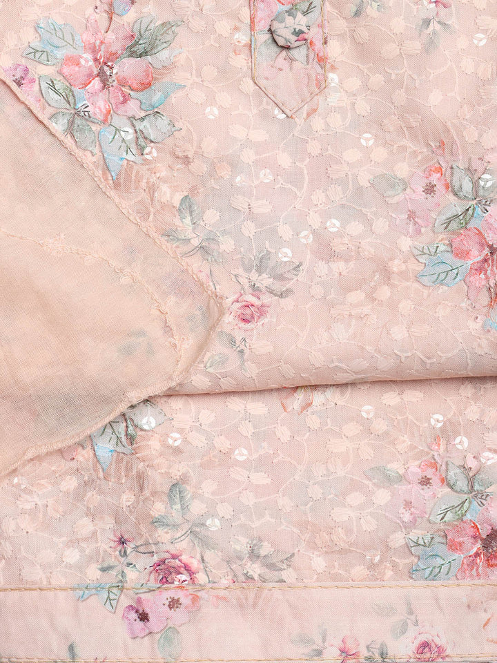 Embroidered Cotton Blend Unstitched Suit With Dupatta