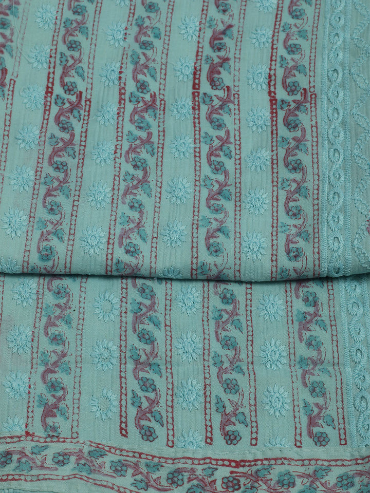 Printed Cotton Unstitched Suits Printed Suit With Pant &amp; Dupatta