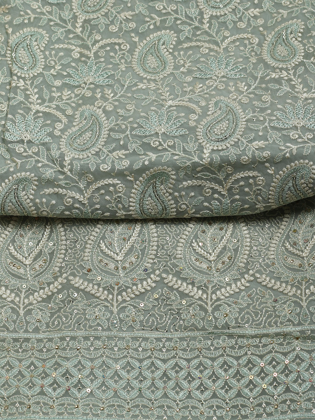 Chikan Work Organza Unstitched Suit With Dupatta