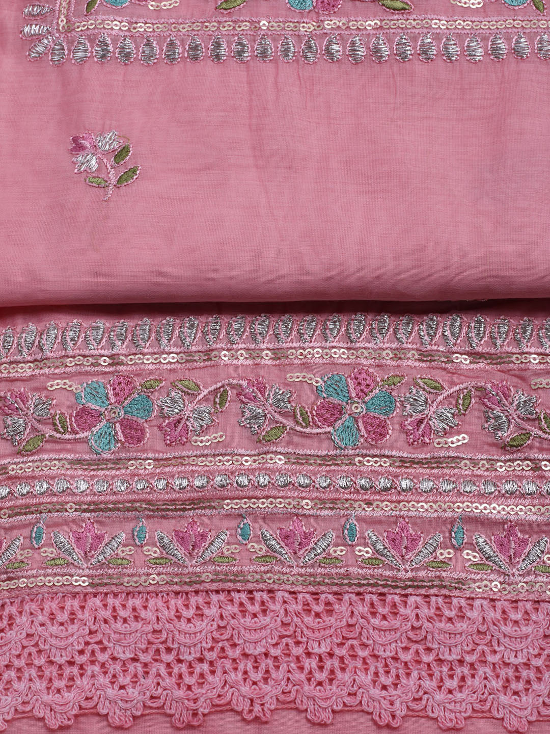 Embroidered Organza Unstitched Suit With Dupatta