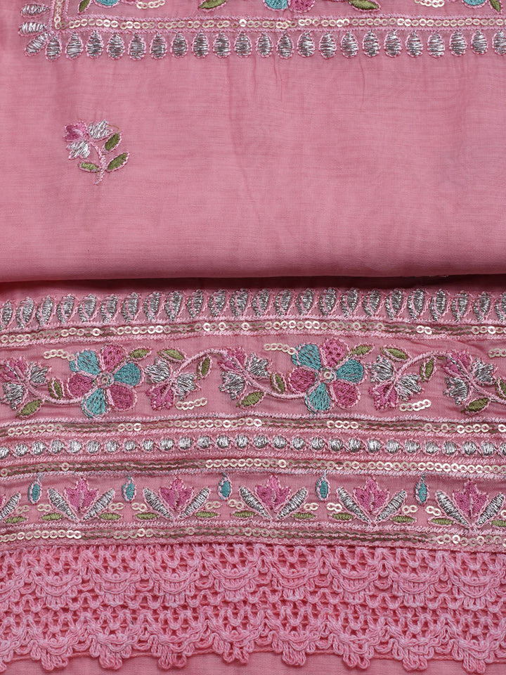 Embroidered Organza Unstitched Suit With Dupatta
