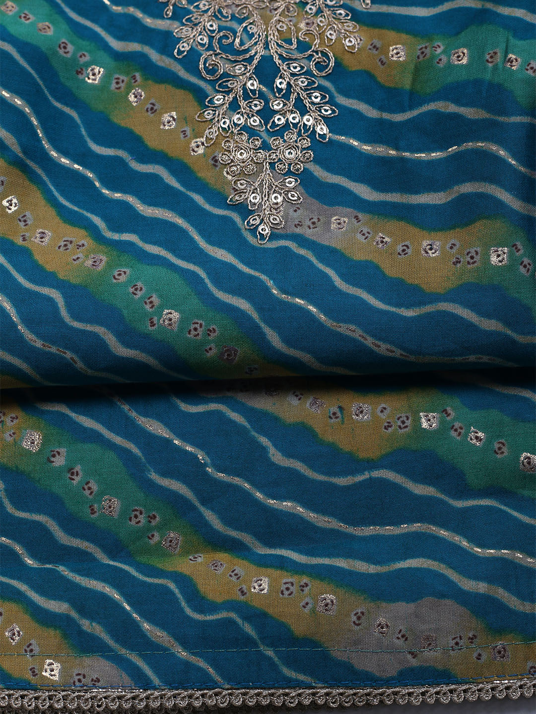 Neck Embroidered Cotton Blend Unstitched Suit With Dupatta