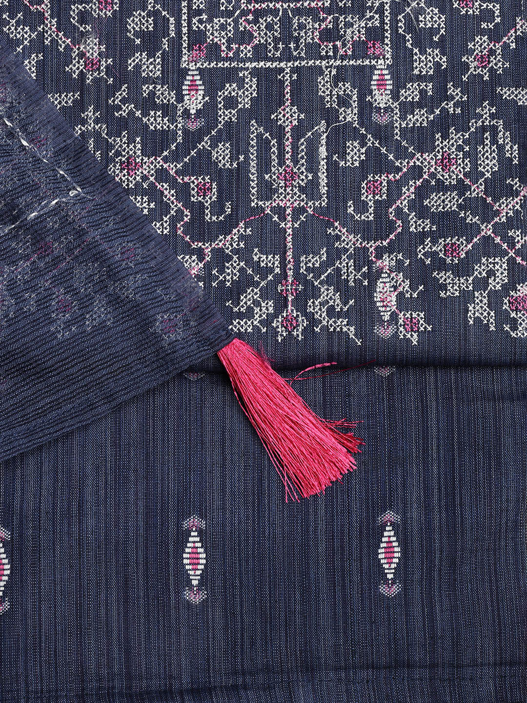 Neck Embroidered Cotton Blend Unstitched Suit With Dupatta