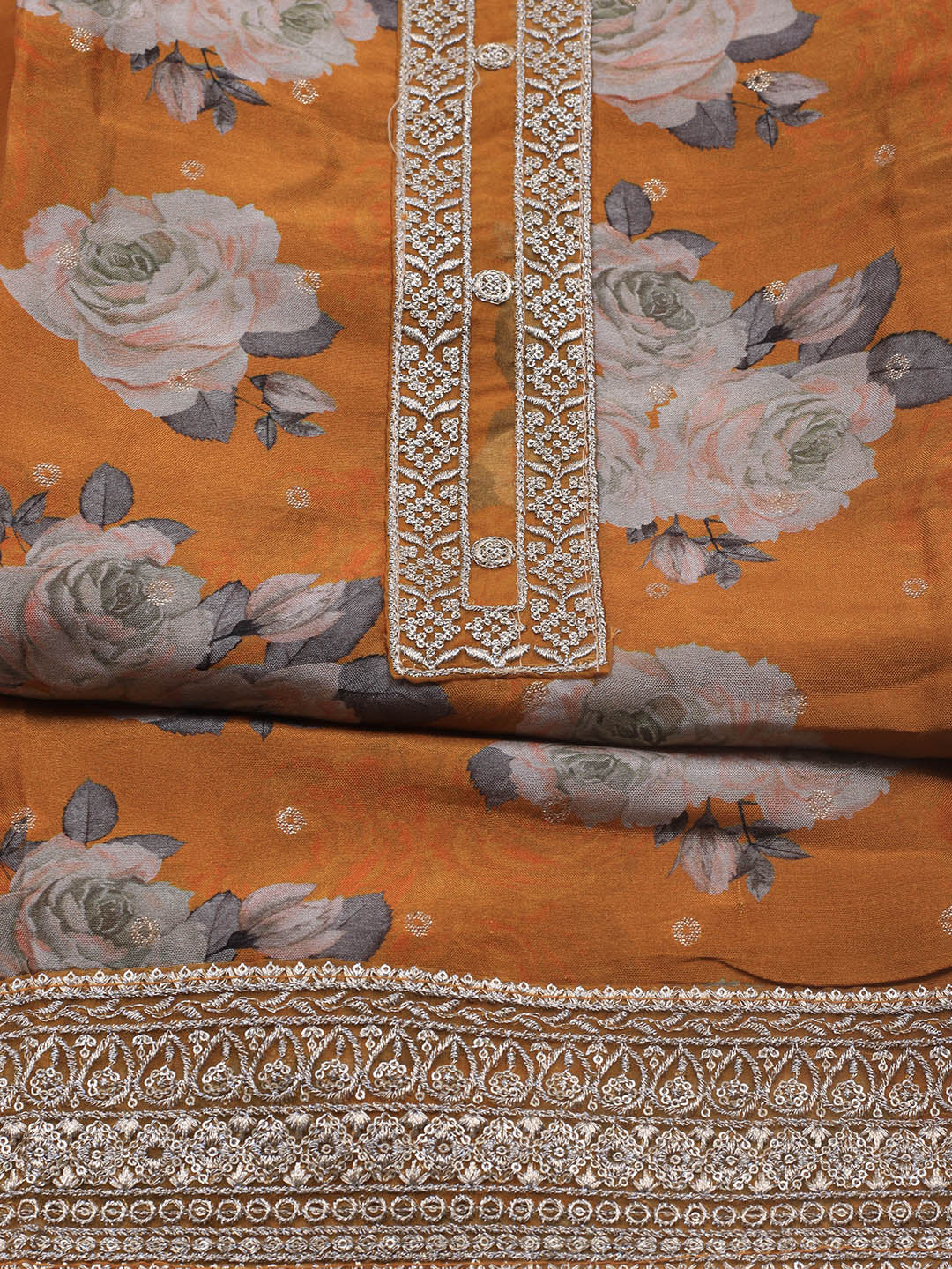 Printed Crepe Unstitched Suit With Dupatta