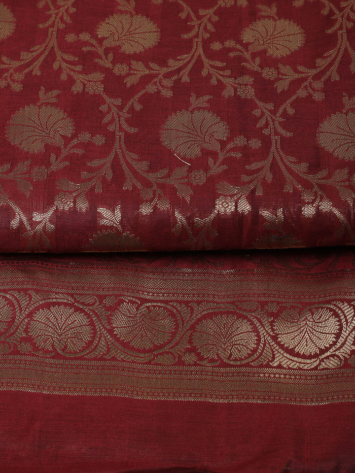 Woven Design Chanderi Unstitched Suit With Pant &amp; Dupatta